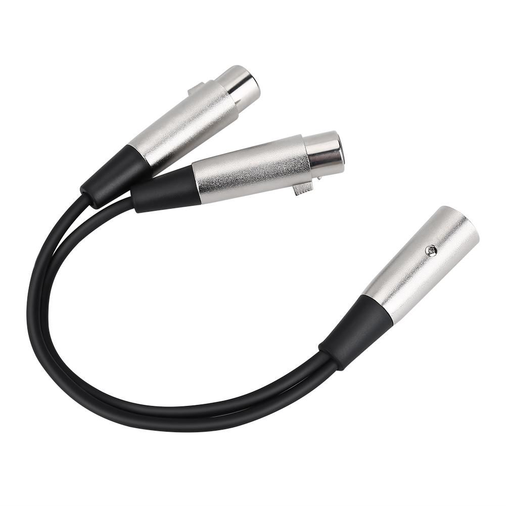 33cm Metal XLR3M to Dual XLR3F Microphone Lighting Tuning Console Cable