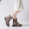 Retro Hot Boots Women's 2024 New Autumn/Winter New Soft Leather Soft Sole Fashion Versatile Casual Lightweight Short Boots