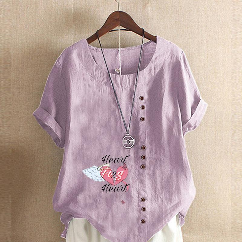 Tricou cu mânecă scurtă pentru femei, cu imprimeu 'Scrisoare de dragoste', Cămașă largă din bumbac, Bluză casual largă de vară, Topuri mărimi mari