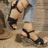 Fashion Shoes for Women Fashion Stripe Platform Sandals Summer Cross Strap Open Toe Sandal Woman Vacation Back Strap Wedge Sandal Female