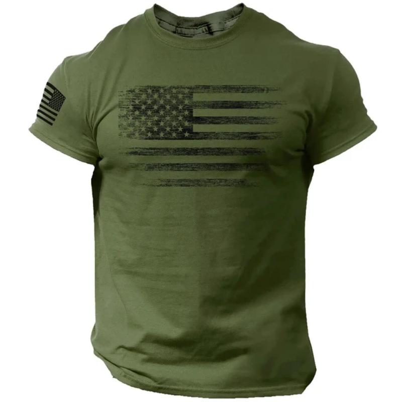 2024 New Gym T-shirt for Men 3d Print USA Flag T Shirt Oversized Casual Short-sleeved Summer Sportswear Men's Clothing Tees Tops