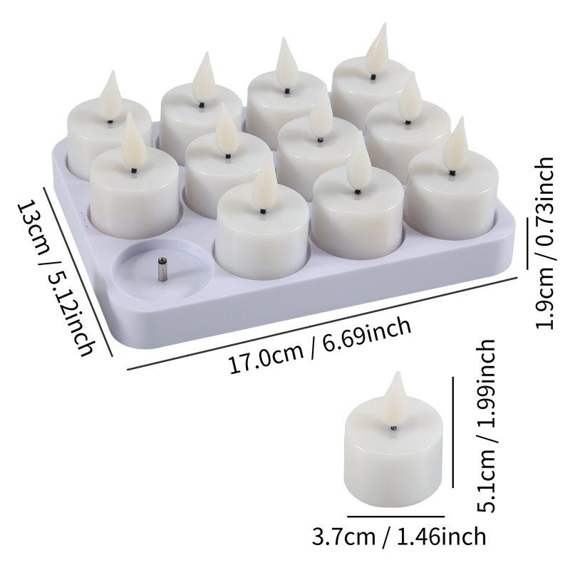 Versatile Battery Operated LED Flickering Tea Light Candles 12Pc Rechargeable Flameless Candles
