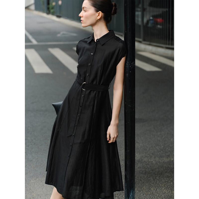Giovanni Valentino Summer Sleeveless Lapel Waist-Cinching A-line Midi Dress XL
