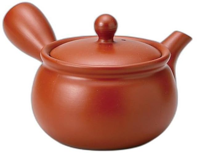 red clay flat pot with a refreshing mesh pattern x x Setomonohonpo Teapot Satoyama-made plain, [10.5 10.5 9.5cm, 330cc]