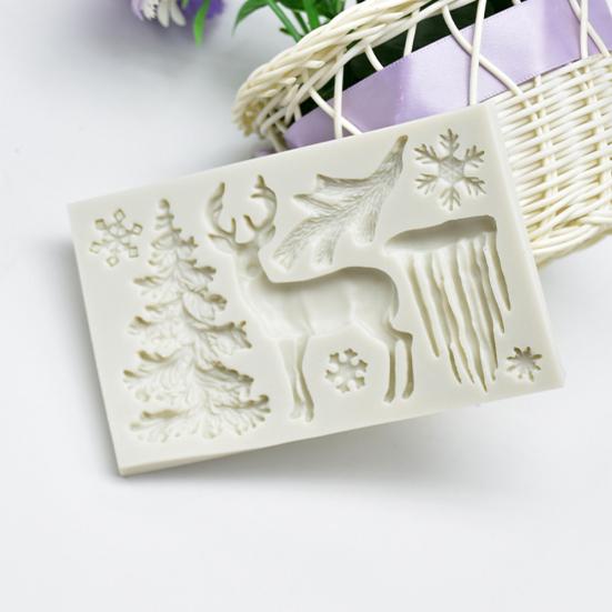 Christmas Tree Reindeer Silicone Mold Fondant Cake Sugarcraft Decorating Tool