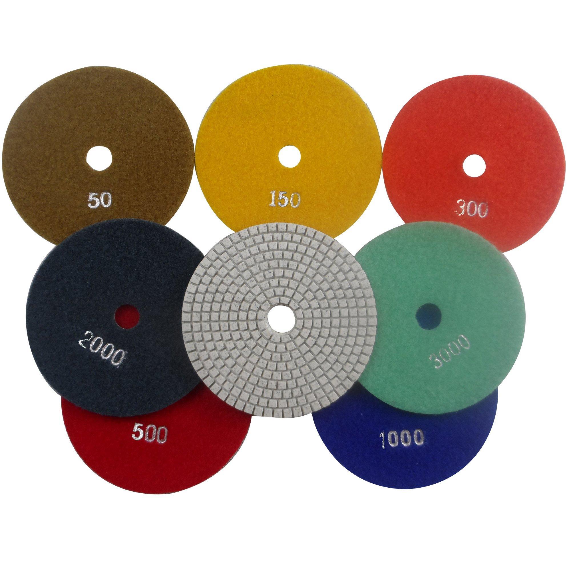 Konfor 125mm Wet Diamond Polishing Pads for Marble and Granite 7-Pack
