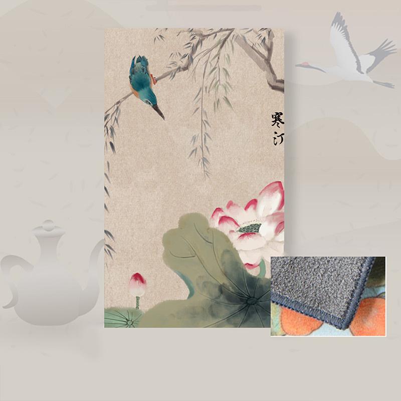 30*18Cm High-End Tea Towel With Retro Style And Colorful Painting, Special Tea-Drinking Cloth, Premium Tea Set