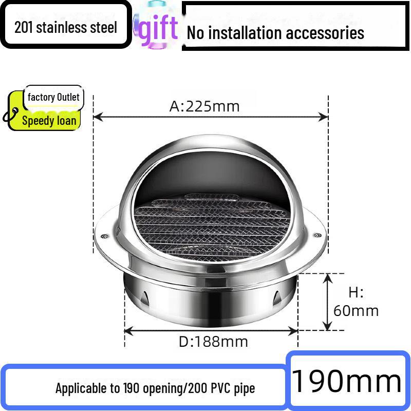 304 Stainless Steel Ventilation Cap: Rain-Proof Exhaust Cover for Exterior Wall and Range Hood, PVC Compatible