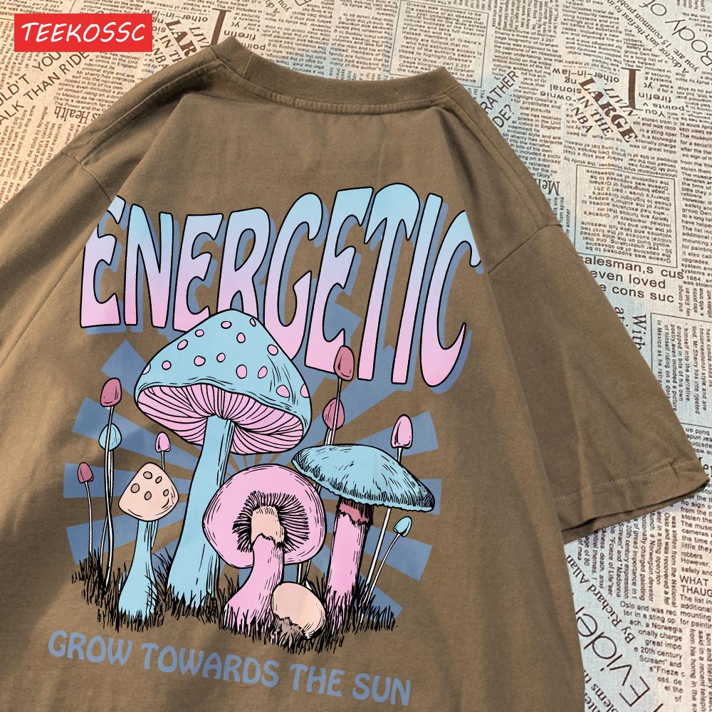 

Casual Cotton WomenS TShirts Magic Mushroom Printing Short Sleeve Oversize Crewneck Soft Tops Summer Fashion Female Clothes S
