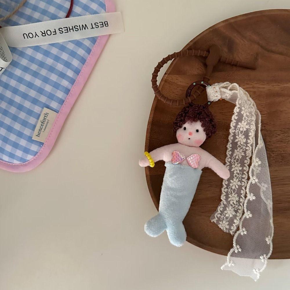 Stuffed Plush Dolls Chubby Doll Key Chain Anime Plush Bag Charms Curled Mermaid Pendant Gifts