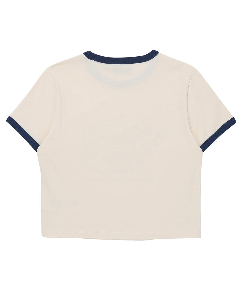 Syupeodeulai W Crop Festival Ringer T-Shirt Ivory