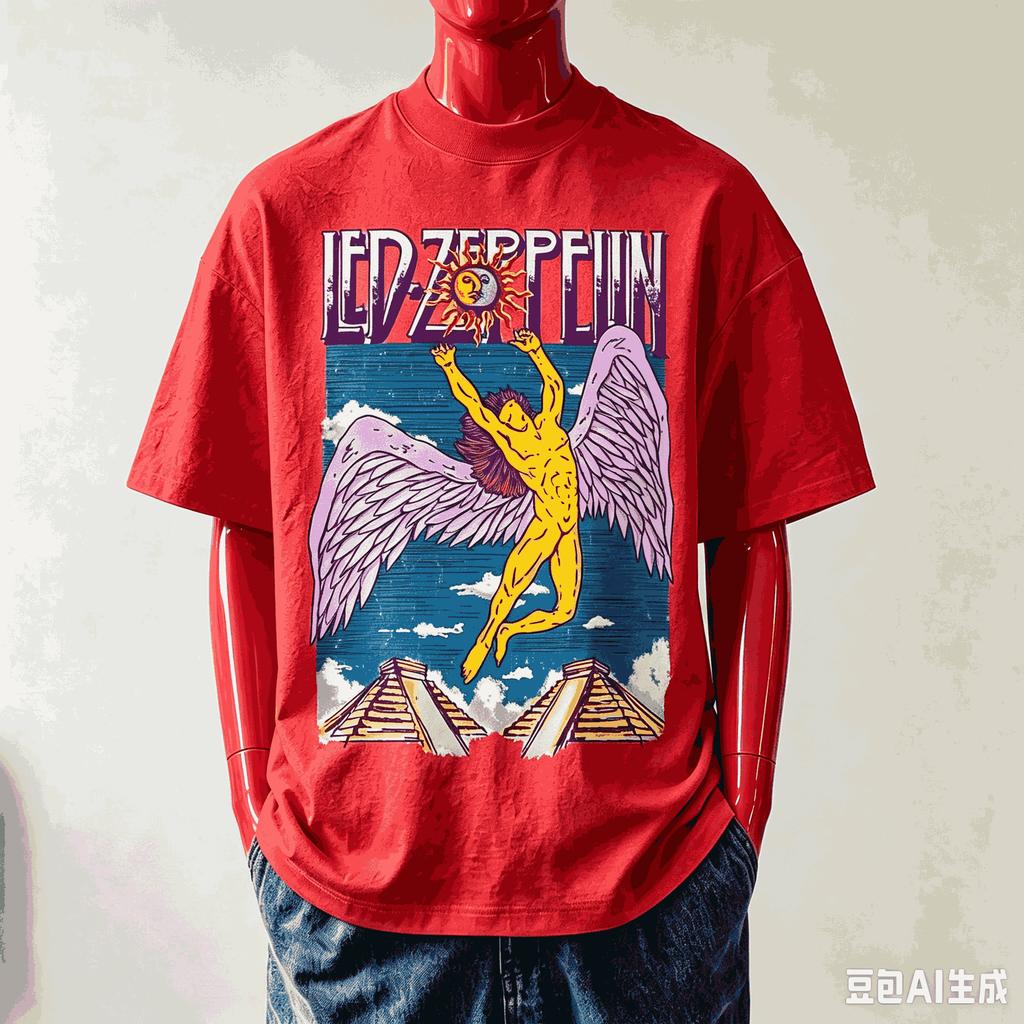 Led Zeppelin Unisex Fashion Street Casual Tee Classic Loose Cutting Comfort Daily Wear Shirts Stylish Unique Oversized Classic