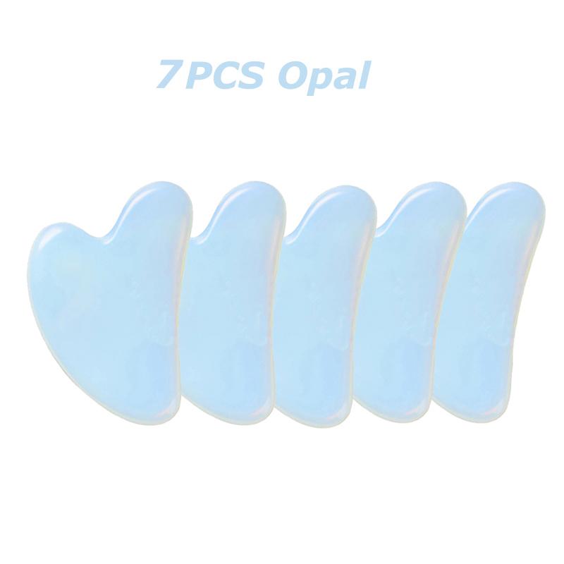 7pcs/ Gouache Scraper Rose Quartz Jade Guasha Stone Board Jade Massagers For Face Gua Sha Scraper Body Acupuncture Face Lifting