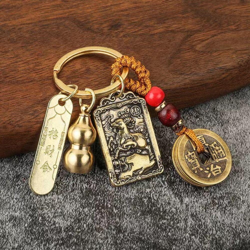 Zodiac Metal Fengshui Pendant Brass Gourd Brass Gourd Money Keychain  Gift