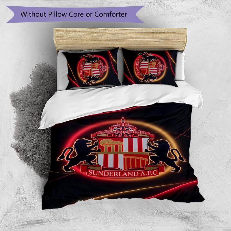 Juego de Ropa de Cama Estampado del Sunderland Football de 3 Piezas, Cómodo y Amigable con la Piel Juego de Funda Nórdica para Dormitorio