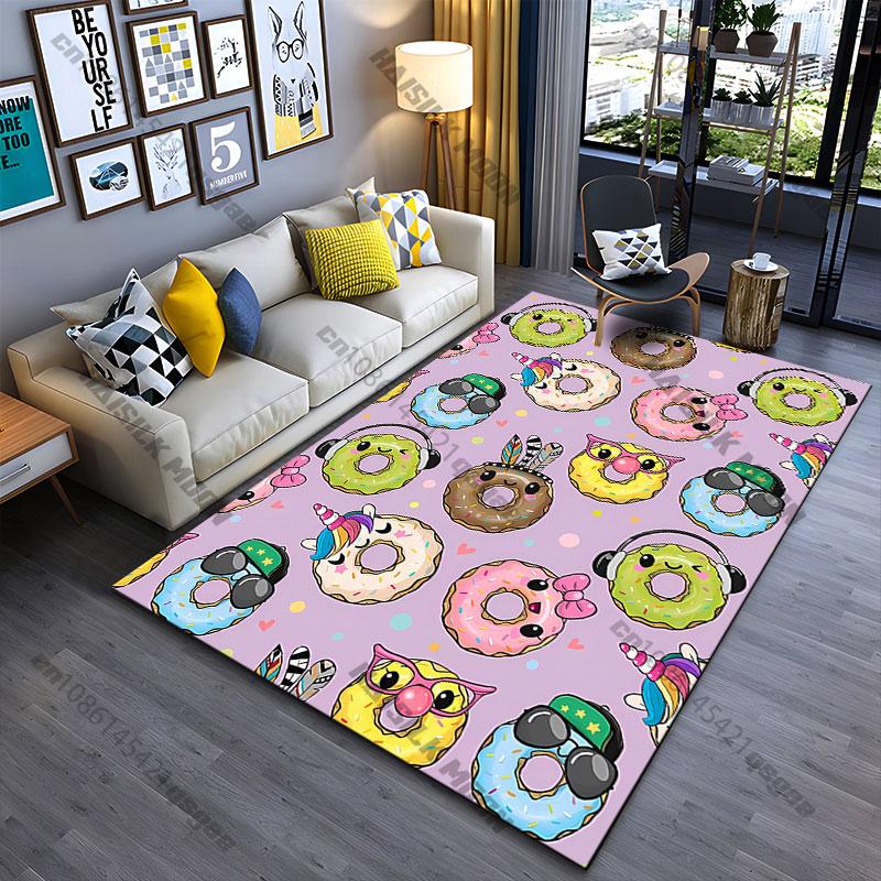 Cute donuts with playful personalities carpet Yoga living room room decor children's crawling mat doormat area rug