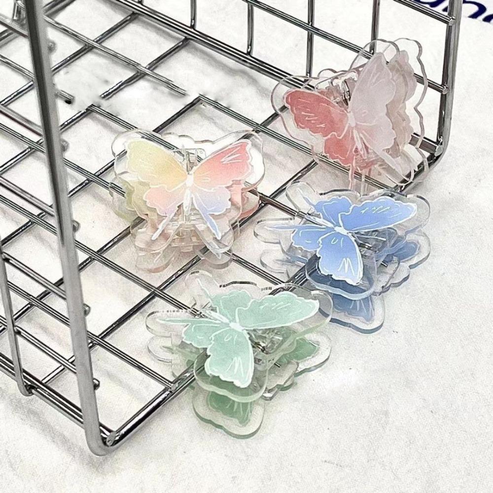 Gradient Butterfly Acrylic Paper Clip Y2k Cartoon Memo Clip Cute PP Clip Desk Organizer