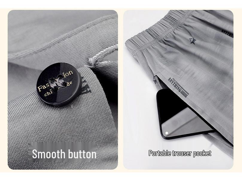 Men's Modal Cotton Pajama Set: Short Sleeve & Long Pants Summer Homewear - Wearable Outdoors