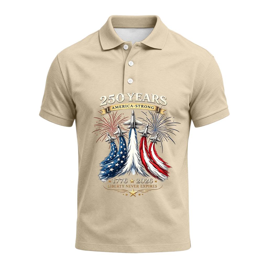 Men's 250th Anniversary Polo Shirt 1776 To 2026 Short Sleeve Casual Fit American Flag Themed Graphic Top