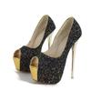 Liyke Sexy Peep Toe Extreme High Heels Party Nightclub Stripper Pole Dance Shoes Fashion Sequined Cloth Platform Pumps Women