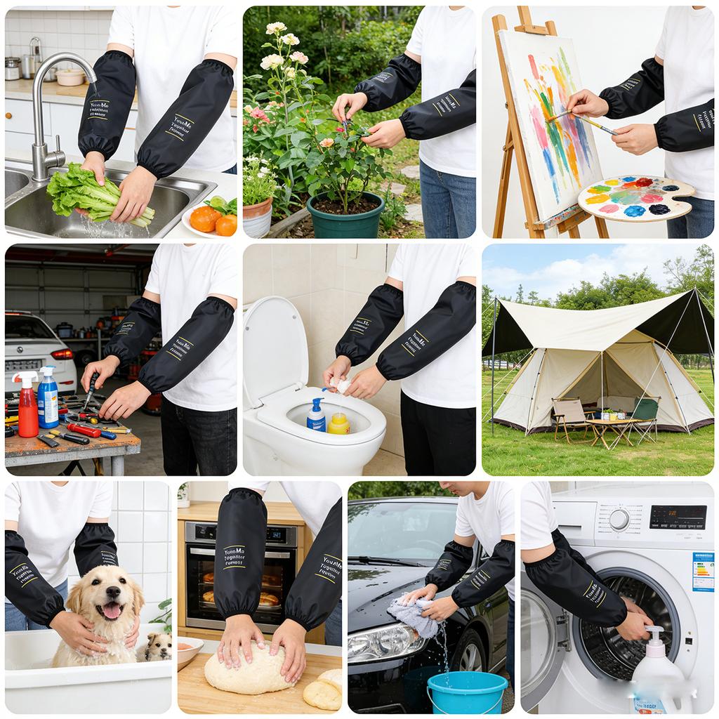 1 Pair Kitchen Waterproof And Oil Proof Sleeves Adult Work Anti Dirt Wear-resistant Sleeves For All-season Household Cleaning