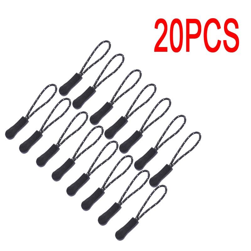 20PCS Fabric Zipper Replacement Pull Puller End Fit Rope Replacement Clip Broken Buckle Fixer Suitcase Backpack Zipper Cord Tab