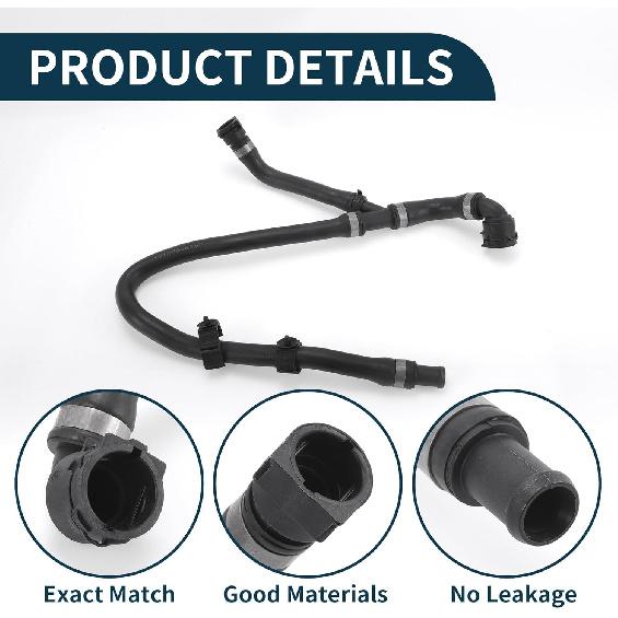 Radiator Hose Heater Hose No.17127646157 for BMW X3 2010-2017 Rubber Coolant Pipe Black 1 Pc