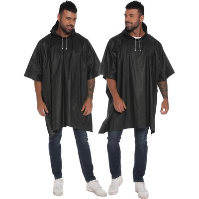 2 Pack Reusable Rain Ponchos Button Closing Waterproof Easy To Carry Comfortable To Wear Hooded Raincoats for Adults