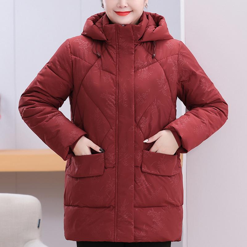 

Большие размеры 4XL-8XL Пальто для женщин среднего возраста Зимние длинные парки с капюшоном Повседневная теплая верхняя одежда Женские куртки 8XL красный