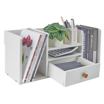 VECELO Desk Desktop Rack with Desktop Small Stylish Desktop Large Stationery Easy 56cm Wide X 25cm Deep X High White Shelf, Drawers, Storage,