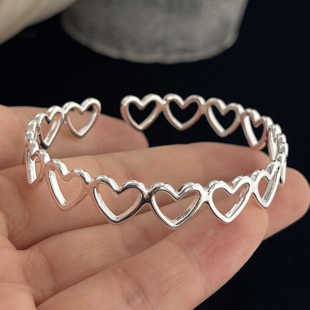 100% Solid 925 Sterling Silver Retro Bracelet for Women Men Vintage Handmade Black Stone Patern Bracelet Birthday Gift