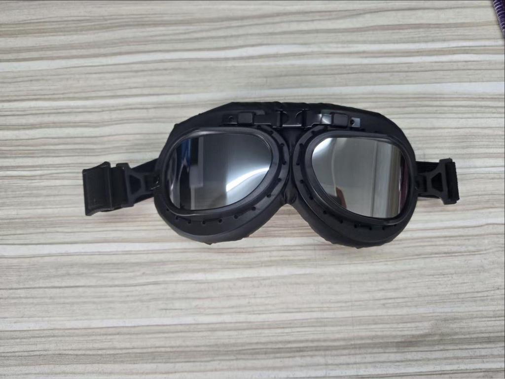 Retro Silver Frame Harley Motorcycle Goggles - Foldable Windproof Antique Bronze Design for Karting
