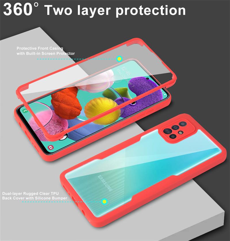 For Samsung Galaxy A51 Case 360 Clear PC Shockproof Phone Cover For GalaxyA51 A 51 With Screen Protection Silicone Bumper Funda