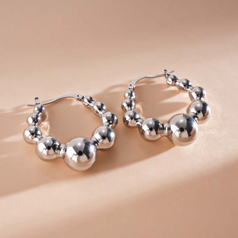 

Vintage Copper Color Small Bead Ball Hoop Earrings Fashion Metal Beaded Geometric Huggies Earrings Zircon Gifts 2026 медный