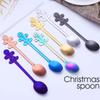1/4pcs/set Drinking Stainless Steel Snowman Kitchen & Dining Tea Scoops Kids Spoon Tableware Christmas Coffee Spoons