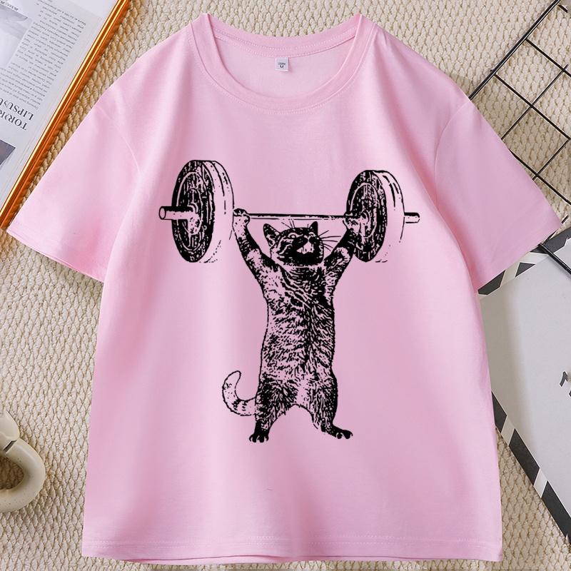Divertente Maglietta da Palestra per Gatti Unisex Maglietta da Allenamento per Gatti Unisex Maglietta da Palestra Vintage Casual Girocollo Manica Corta Streetwear