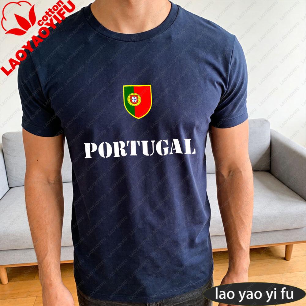 Portugal Soccer Graphic Tshirt Unisex Summer Cotton Short Sleeve Shield Flag Soccer Fan Soccer Party Supplies Casual Daily Wear