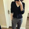 V-Neck Loose Knit Wool Sweater: Simple Long Sleeve Pullover for Spring & Autumn