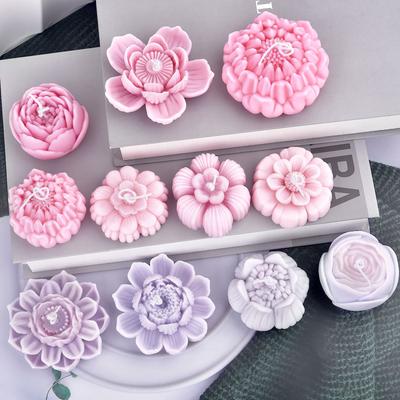 Stampo in silicone per candele a forma di rose 3D, stampo per candele a forma di fiore di peonia, aromaterapia, sapone in gesso, resina, regali di compleanno, matrimonio, decorazioni per la casa