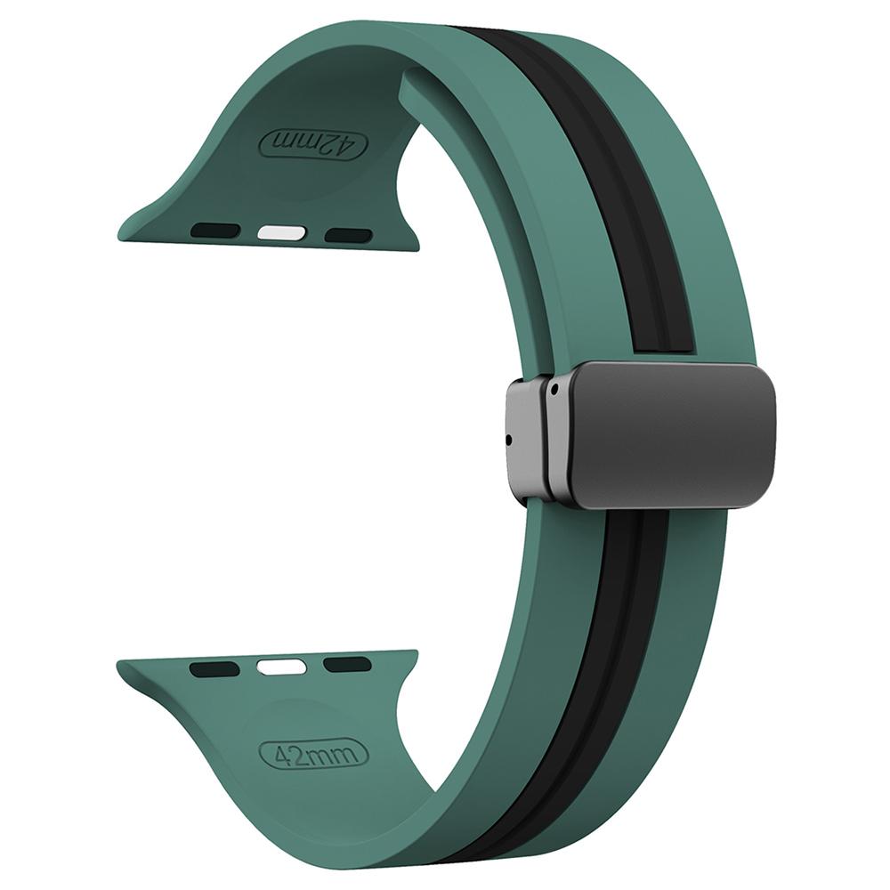 KALEBOL Striped Magnetic Silicone Strap for Apple Watch Series 10 9 8 7 SE 6 5 4 3 2 1 42mm 41mm 40mm 38mm Watch Band