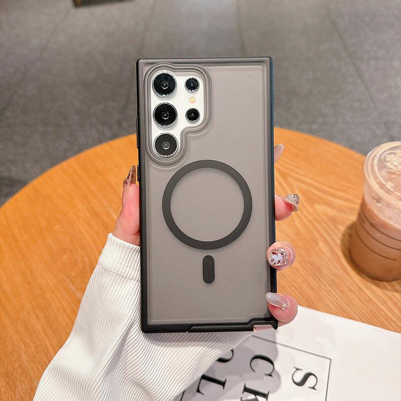 

For S24 Ultra Magnetic Skin-feeling Semi-transparent Mobile Phone Case Magsafe Charging Anti-fall and Anti-wear Protective Case For SAM S24 Ultra