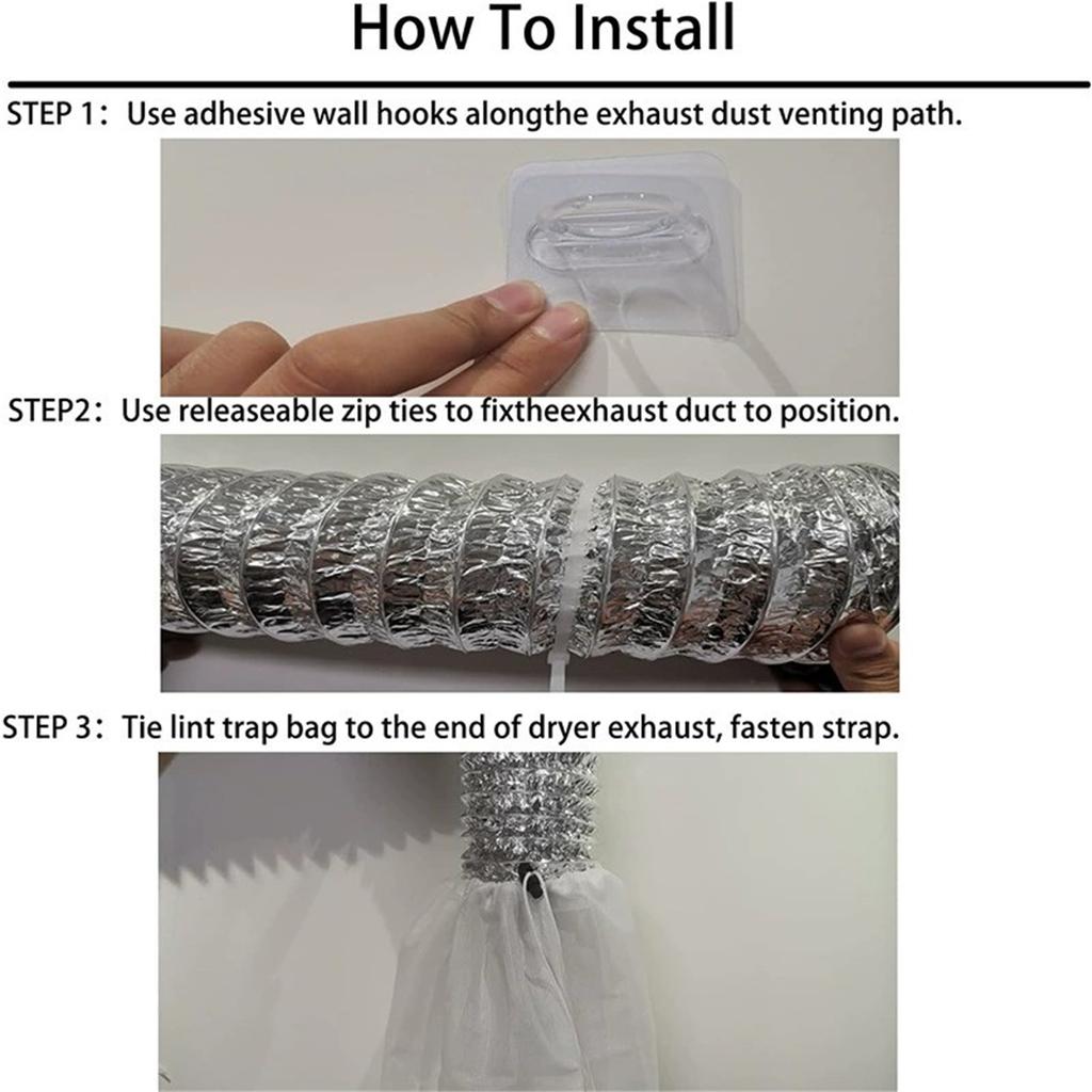 3 Pack Dryer Vent Lint Catcher Bag,Indoor Outdoor Dryer lint Catcher Trap and Filter for Ventless Dryer Vent