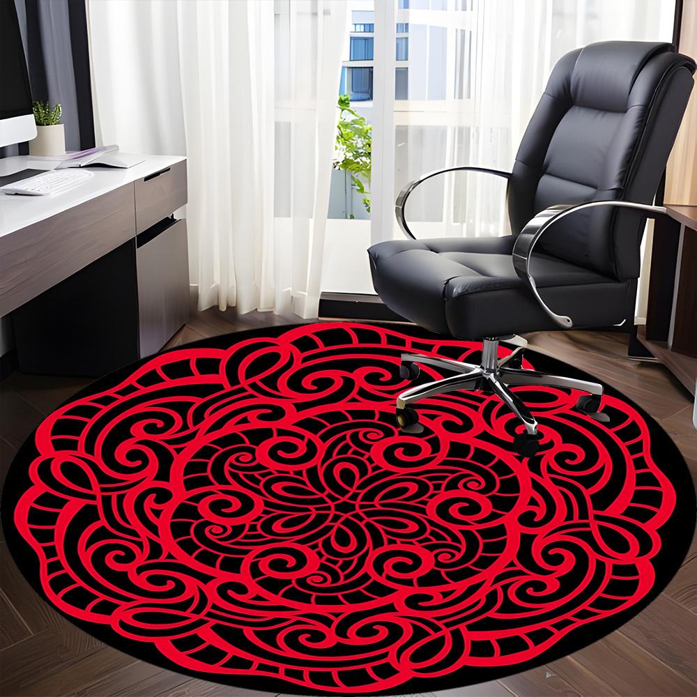 1pc Circular Pattern Design Carpet, Round Non Slip Durable Large Size Office Carpet, Suitable for Office