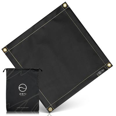 ZEN Camps Fire Pit Mat 50x50cm, Non-Irritating, Silicone, Fire-Resistant, Flame-Retardant, Black, Grass Protection, Campfire, Camping, Includes Origin