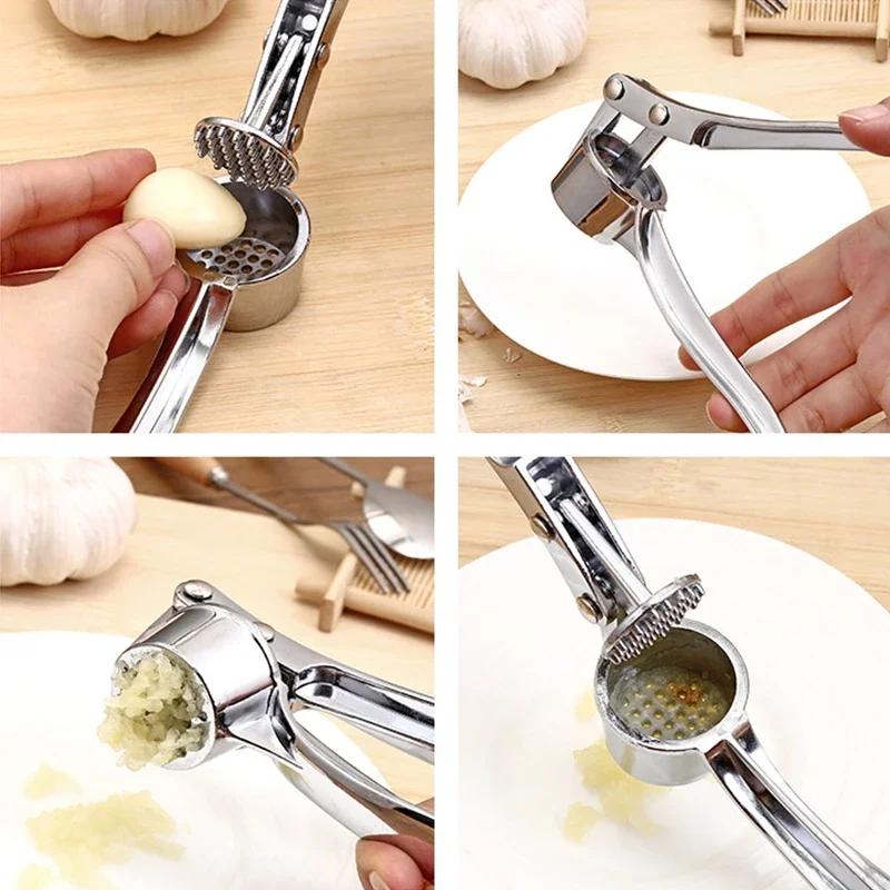 Garlic Press Stainless Steel Garlic Smasher Squeezer Mincer Stainless Steel Manual Press Grinding Masher Tool Kitchen Gadgets