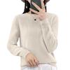 Women's Knitted Color Long Sleeved Round Neck Pullover, Base Shirt, Top