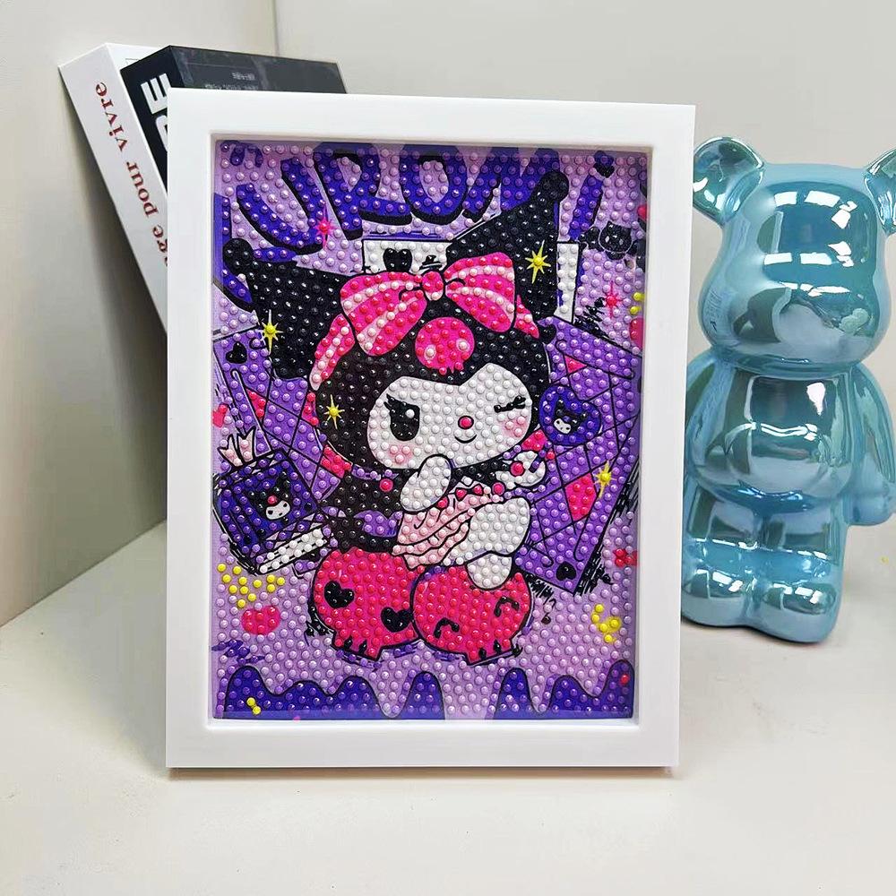 Cartoon Diamond Painting Children's Handmade Diy Diamond Stickers Bedroom Living Room Decorative Painting Masonry Painting with Photo Frame.
