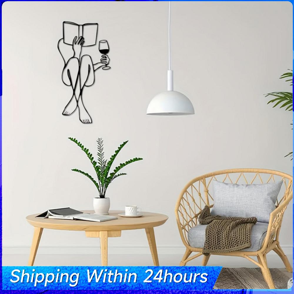 

Woman Reading Book and Drinking Wine Minimalist Abstract Female Reading Metal Wall Art for Living Room Bedroom Indoor Outdoor China Mainland