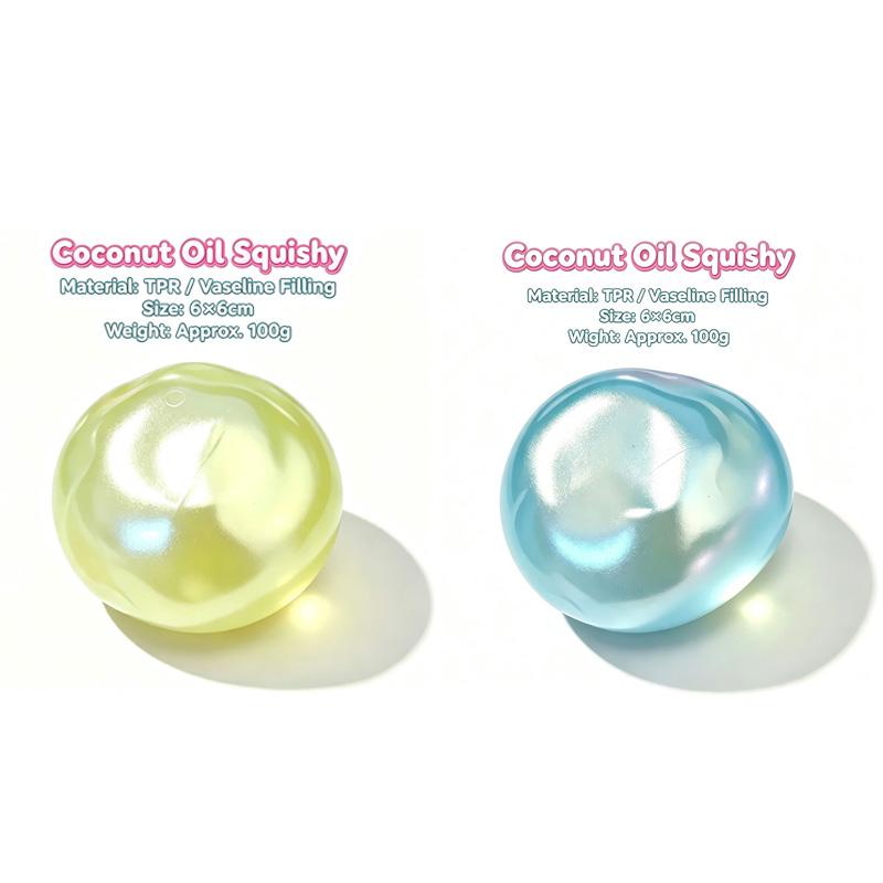 6cm Squishy Pearl Coconut Oil Squeeze Toy Shapeable Slow Rising Stress Relief Toy Vaseline Material Stress Ball Decompression Fidget Sensory Toy