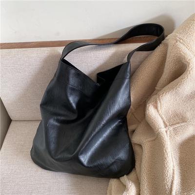 Lazy Large-capacity Tote Bag, Women's Fashionable Commuting Soft Leather Bucket Bag, College Student Crossbody Single-shoulder Bag